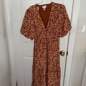 Jessica Simpson Women's Brown Floral Midi Dress